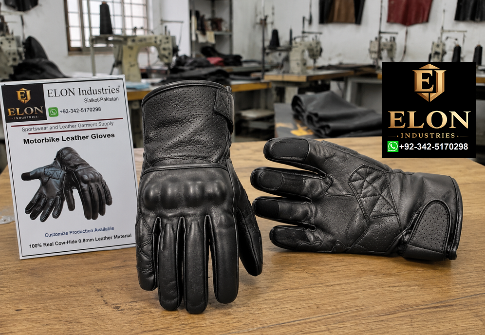 Custom Leather Motorbike Gloves For Ladies and Gents,