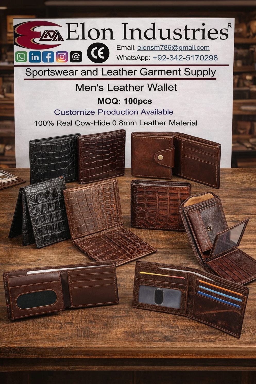 Custom Leather Wallet For Ladies and Gents made with 100% real Cow-Hide Leather