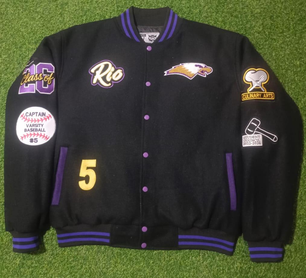 Black purple Premium Black & Purple Letterman’s Jackets