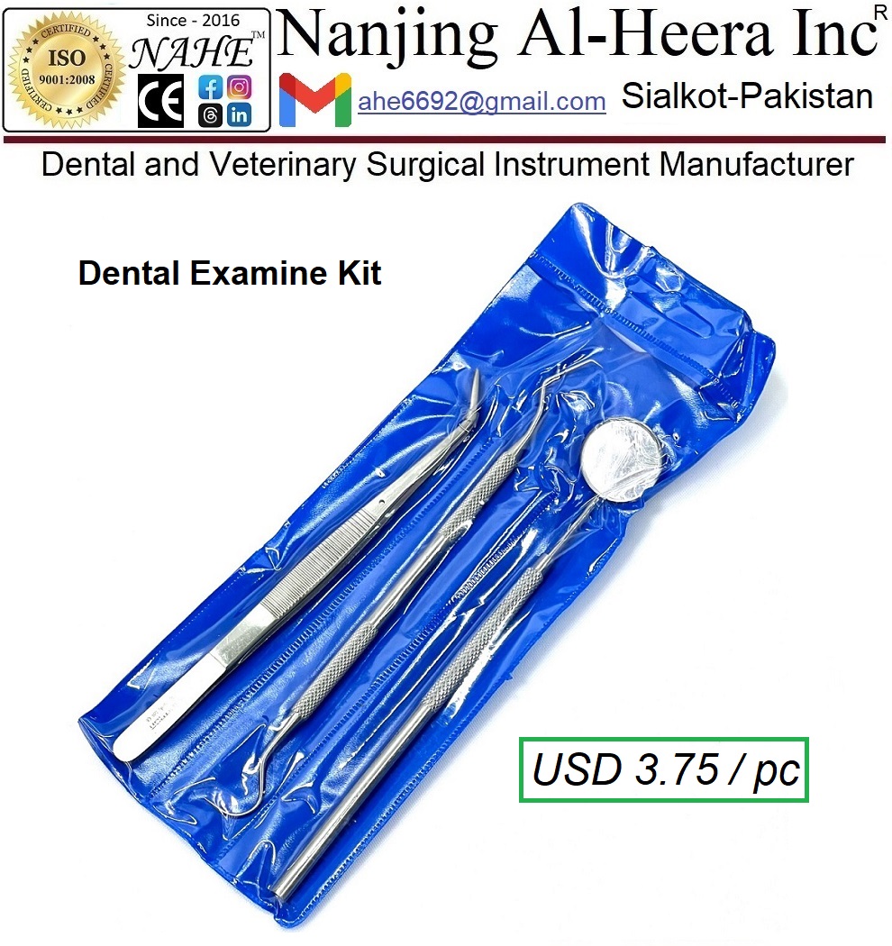 Dental Basic Instruments Dental 3pcs Basic Examine Kit, Dental Tweezers, Dental Scaler