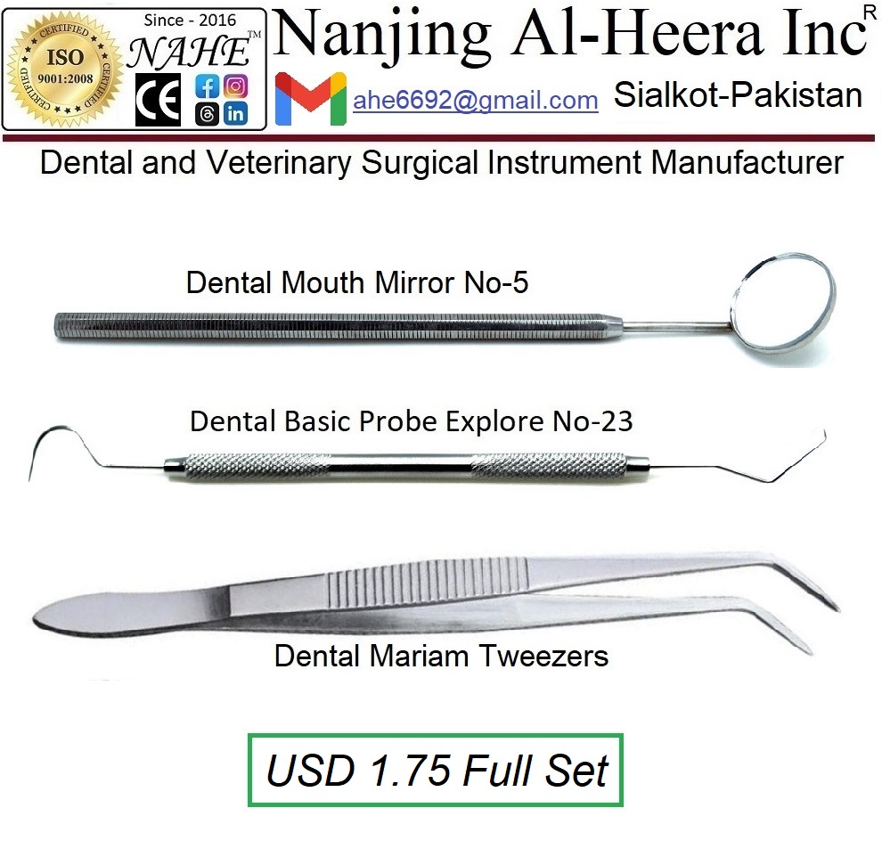 Dental Basic Instruments Dental 3pcs Basic Examine Kit, Dental Tweezers, Dental Scaler photo 2