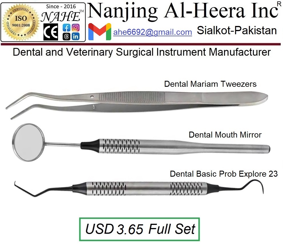 Dental Basic Instruments Dental 3pcs Basic Examine Kit, Dental Tweezers, Dental Scaler photo 3