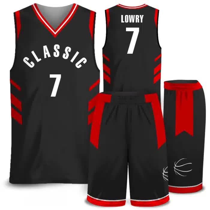 Custom basketball uniforms — jersey and shorts sets