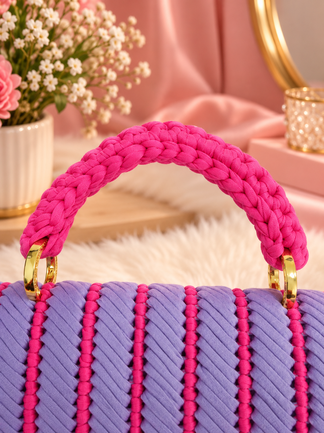 NOVO WEAVE –Dark Pink and Light Purple Chain Bag photo 2